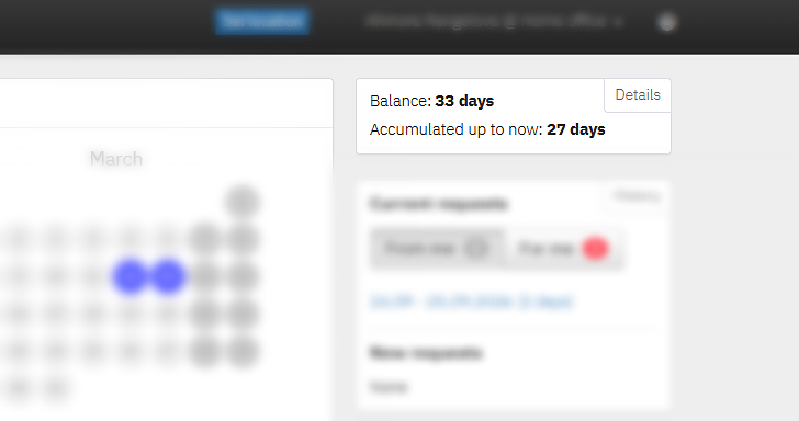 Real-time remaining balance in TIMEOFF.GURU