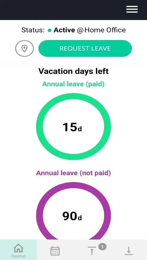 The mobile app home screen