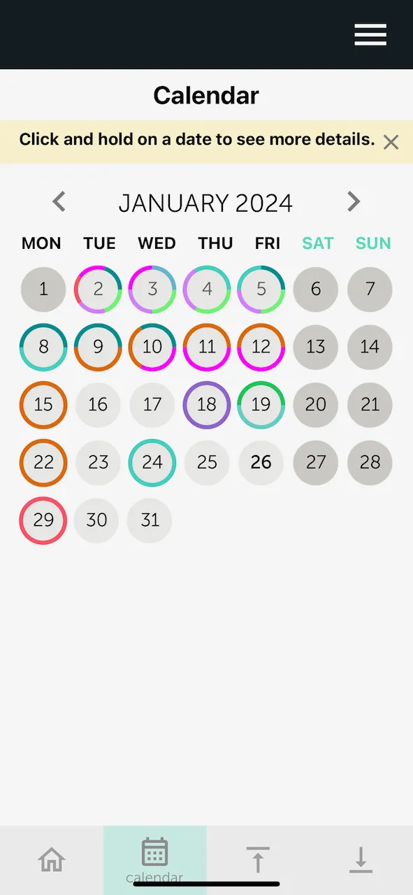 TIMEOFF.GURU Mobile App Calendar View