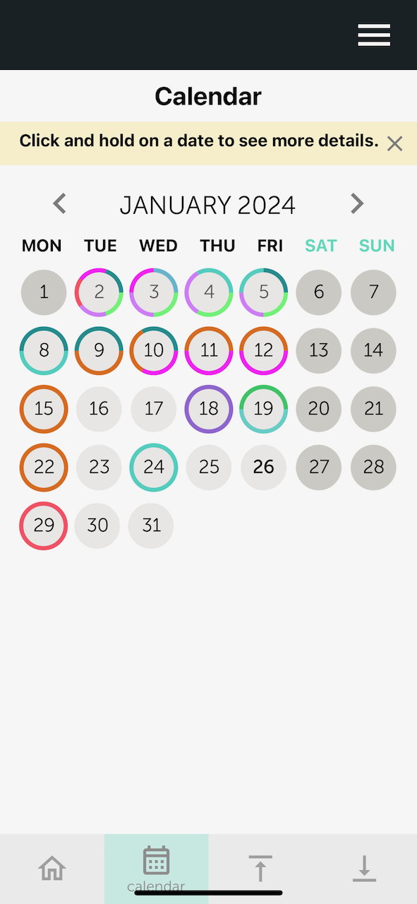 TIMEOFF.GURU Mobile App Calendar View